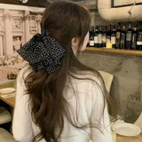DAIIIBABYYY  -  French retro mesh polka dot bow grab clip  fashionable chiffon half grab autumn and winter hair accessories women's hairpin clip