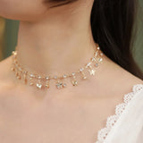 Daiiibabyyy  Fashion Grace Dazzling Pearl Lace Pendant Necklace for Women Gentle Temperament Ladies Clavicle Chain Exquisite Party Jewelry