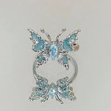 DAIIIBABYYY  -  Blue Butterfly Drip Oil Enamel Open Ring Women's Party Shining Jewelry The Best Gift for A Girlfriend