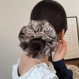 Daiiibabyyy  Maillard Plaid Lace Hair Scrunchies For Womens Girls Ponytail Holder Hair Ties Elastic Hair Rope Hair Accessories