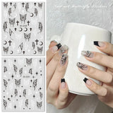 Daiiibabyyy Holographic Butterfly Nail Art Stickers Silver Metal Aurora Effect Laser Stars Sliders for Nails 3D Adhesive Decal Manicure