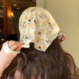 Daiiibabyyy  New French Sweet Pastoral Floral Hair Scarf Girls Light Thin Head Scarf Triangular Scarf Women Retro Fashion Versatile Headwear