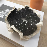 DAIIIBABYYY  -  Black and White Dot Hair Scrunchies for Girls and Women