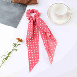Daiiibabyyy  Fashion Dots Scrunchies Long Hair Rope Korean Hair Ties for Women Ponytail Scarf Sweet Elastic Hair Band Hair Accessories
