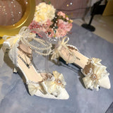 Daiiibabyyy  White Bridal Shoe Wedding Shoes for Women Luxury Designer Mary Jane Elegant Woman Heeled Shoes Designer Heels Y2k Style Shoes