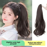 DAIIIBABYYY  -  Long Hair Women's Wig Tail Clip Micro Curl Natural Realistic Popular Tie Synthetic Full Real Human Hair Fake Braid