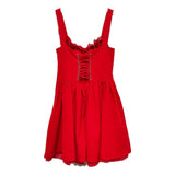 Daiiibabyyy  Sexy Bow Ruched Chest Spliced Lace Sling Dress Woman Cross Lacing up Bandage Back Low Waist Swing Short Vestidos Robe Red