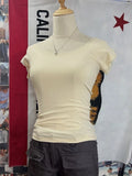 Daiiibabyyy Women Cream Yellow Lace Trim Slim Crop Top Sexy 2024 Fashion Summer Cotton Short Sleeve Tees Vintage Solid Sweet Cropped T-shirt