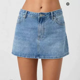 Daiiibabyyy  Elastic Denim Skirt Slim Washed High Waist Denim Skirt Bodycon Stretch Mini Denim Skirt Casual Summer Pencil Jean Mini