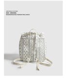 Daiiibabyyy  Student's Schoolbag Korean Version Kawaii Fashion Bag Lace Bow Backpack Cloth Bag Sweet Style Teenage Girls Backpack College Bag