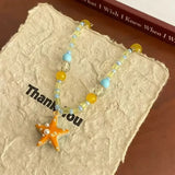 DAIIIBABYYY  -  Fashion Natural Stone Shell Collarbone Charm Starfish Conch Rice Bead Necklace Ladies Party Jewelry Gift