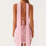 Daiiibabyyy  Women's Summer Sequined Flower Embroidery Beaded Bodycon Mini Dress Sleeveless Spaghetti Strap V Neck Night Out Dress with Scarf