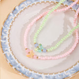 DAIIIBABYYY  -  Colorful Resin Butterfly Pendant Necklace Delicate Sweet Versatile Trendy Beaded Chain Daily Casual Accessories Gift Wholesale