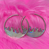 Daiiibabyyy  Bohemian Reflective Light Flame Earrings Fashion Aesthetic Punk Earrings for Women Egirl Accessories Goth Jewelry Korean Earring