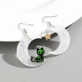 Daiiibabyyy  Halloween Cute Acrylic Star Moon Skull Cat Drop Earrings Fashion Resin Big Animals Earring for Women Girls New Jewelry Gift
