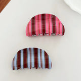 Daiiibabyyy  Blue Coffee Color Pink Stripe Hair Claw Clip Classic Casual Style Hair Claw Clips Acrylic Hair Accessories for Women Girls