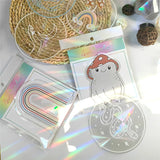 Daiiibabyyy PVC Sun Catcher Self Adhesive Glass Window Stickers Cat Moth Energy Suncatcher Wallpaper Rainbow Prisms Sticker Sunlight Decals