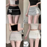 DAIIIBABYYY  -  Female Sweet Lace Patchwork Skirts Summer Women Clothes Fashionable Irregular Bow A-line Skirt Kawaii Solid Color Slim Skirt