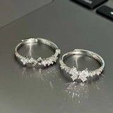 Daiiibabyyy  Fashion Bowknot Zircon Rings for Women Girls Luxury Geometric Metal Open Rings Y2K 2000S Good Friend Jewelry Gifts Accessories