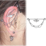 DAIIIBABYYY  -  1PC Surgical Steel Industrial Piercing Barbell 14G Dragon Claw Pearl Pendant Helix Piercing Cartilage Earring 38mm Body Jewelry