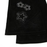 Daiiibabyyy  Women's Low Waist Pants Black Slight Flare Trousers Star Embellished Velvet Pants Drawstring Waist Wide Leg Flared Pants