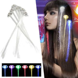 Daiiibabyyy 5/30PCs Colorful Luminous Braids Butterfly Glitter Fiber Optic Hair LED Silk Braids Bar Prom Aid Supplies Hairband Hair Decor