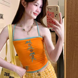 DAIIIBABYYY  -  Female Trend Sexy Patchwork Bow Sling Top Tee Summer Fashionable Hollow Out T-Shirts Women Clothes Slim Bodycon Camisole Tops