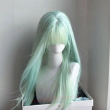Daiiibabyyy  Long Straight Wig With Bangs Synthetic Wigs For Women Heat Resistant Fiber Synthetic Hair Lolita Cosplay Wigs party Daily Use