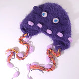 Daiiibabyyy  Creative Cartoon Animal Horn Knitted Hat Windproof Pullover Hats Thickened Ear Protection Beanies Hat For Woman Girls