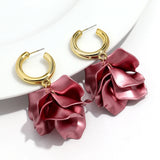 Daiiibabyyy  New Trend Acrylic Large Pearl-luster Petal Flower Drop Earrings for Women Personal Exaggerate Earrings Trend Jewelry