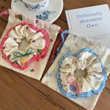 DAIIIBABYYY  -  2024 New Lace Edge Oversized Hair Ropes Women Mori Girl Flower Button Scrunchies Cherry Bunny Ponytail Holder Kawaii Headwear