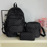 Daiiibabyyy  Nylon Polka Dot Backpack Set Stationery Storage Multi Compartment Girls Backpack Set Zipper Closure Student Backpack Girls Gifts
