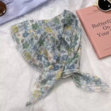 DAIIIBABYYY  -  1pc pastoral resort style thin cherry blossom cotton and linen silk scarf, summer versatile square scarf headscarf headdress