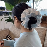 DAIIIBABYYY  -  Sweet Lace Headband For Girls Light Blue Gentle Pleated Lace Hair Hoop Ponytail Maruko Hair Ring Large Intestine Hair Ring