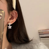 Daiiibabyyy -  New Chic Bling Bling Rhinestones Imitation Pearl Star Statement Dangle Earrings for Women Gold Silver Plated Daily Jewelry