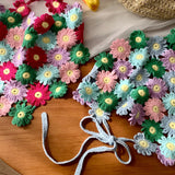 DAIIIBABYYY  -  Korean Version of Dopamine Handmade Crochet Knitted Headscarf Female Summer Sweet Seaside Vacation Tied Hair Triangular Headband