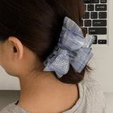 Daiiibabyyy  Cute Rhinestone Bowknot Hair Claw Elegant Shiny Acetate Shark Clip Headwear Geometry Small Hair Clip Female