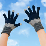 Daiiibabyyy  1 Pairs Ladies' Mittens Korean New Flower Kawaii Sweet Cute Versatile Knitted Gloves Thickened Velvet Warm Soft  Gloves For Girl