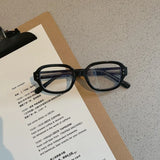 Daiiibabyyy  Retro Square Oval Frame Anti Blue Light Glasses Red Thick Frame Plain Eyes Glasses Korean Fashion Female Eye Protection Eyewear