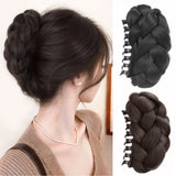 Daiiibabyyy  New Synthetic Hair Bun Claw Clip Fluffy Brown Wig Hair Clip Natural Black Hairpiece Hair Accessories
