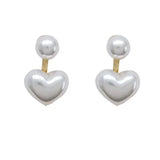 Daiiibabyyy  Imitation Pearl Earrings For Women Heart Round Stud Earrings Elegant Love Ear Stud Party Wedding Jewelry Valantine Day Gifts