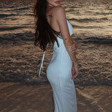 DAIIIBABYYY  -  Spring Summer Sleeveless Women's Party Dress New Fashion Sequin Patchwork Long Dresses Sexy Halter Hollow High Waist Beach Dress