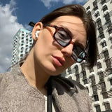 Daiiibabyyy  New Small Rectangle Sunglasses for Women's Trendy Retro Sun Glasses for Men's Cool Essential UV Protective Eyeglasses