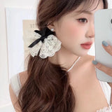 Daiiibabyyy  2pcs new lace bow large intestine hair ring cute hairband rubber band head accessory