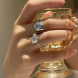 Daiiibabyyy Opal Irregular Natural Stone Ring With White Opal Aesthetic Egirl Hollow Rings for Women Y2K Trendy Ring Creative Finger Jewelry