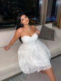 Daiiibabyyy  Plus Size 2025 Summer New Models Elegant Three-Dimensional Flowers Flowers Net Yarn Patchwork Corset Dress Polyester Material