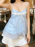 Daiiibabyyy  Summer French Y2k Sexy Solid Edible Tree Fungus Loose Bow Camis