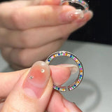 DAIIIBABYYY  -  Sparkling Multicolor Zircon Rings For Women Couples Minimalist Creative Elegant Personality Wedding Bride Jewelry Gifts