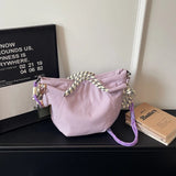 Daiiibabyyy  Vintage Multi-pocket Large Tote Bag Drawstring Shoulder Contrast Webbing Crossbody For Outdoor Hiking Daily Commute Handbags