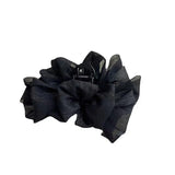 Daiiibabyyy Sweet Mesh Tulle Big Bow Hair Claw Clips for Women Girls White Black Bowknot Hair Clamp Ponytail Hairpin Headdress Accessories